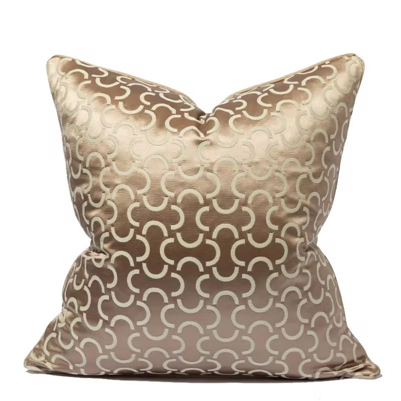 The Champagne Link Cushion – Luxury Woven Jacquard Accent Pillow