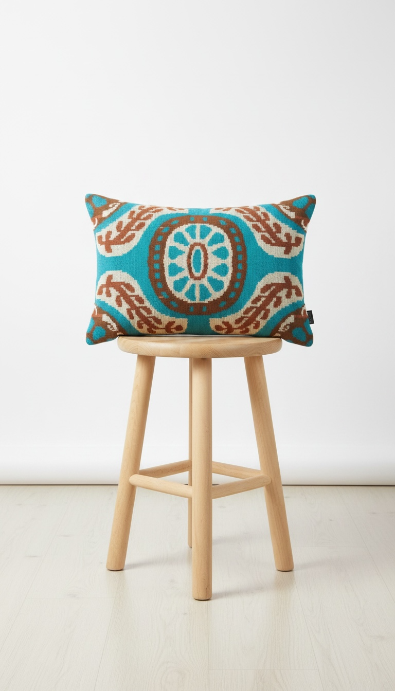 The Mosaic Dream: Pastel Moroccan Ogee Silk-Velvet Cushion