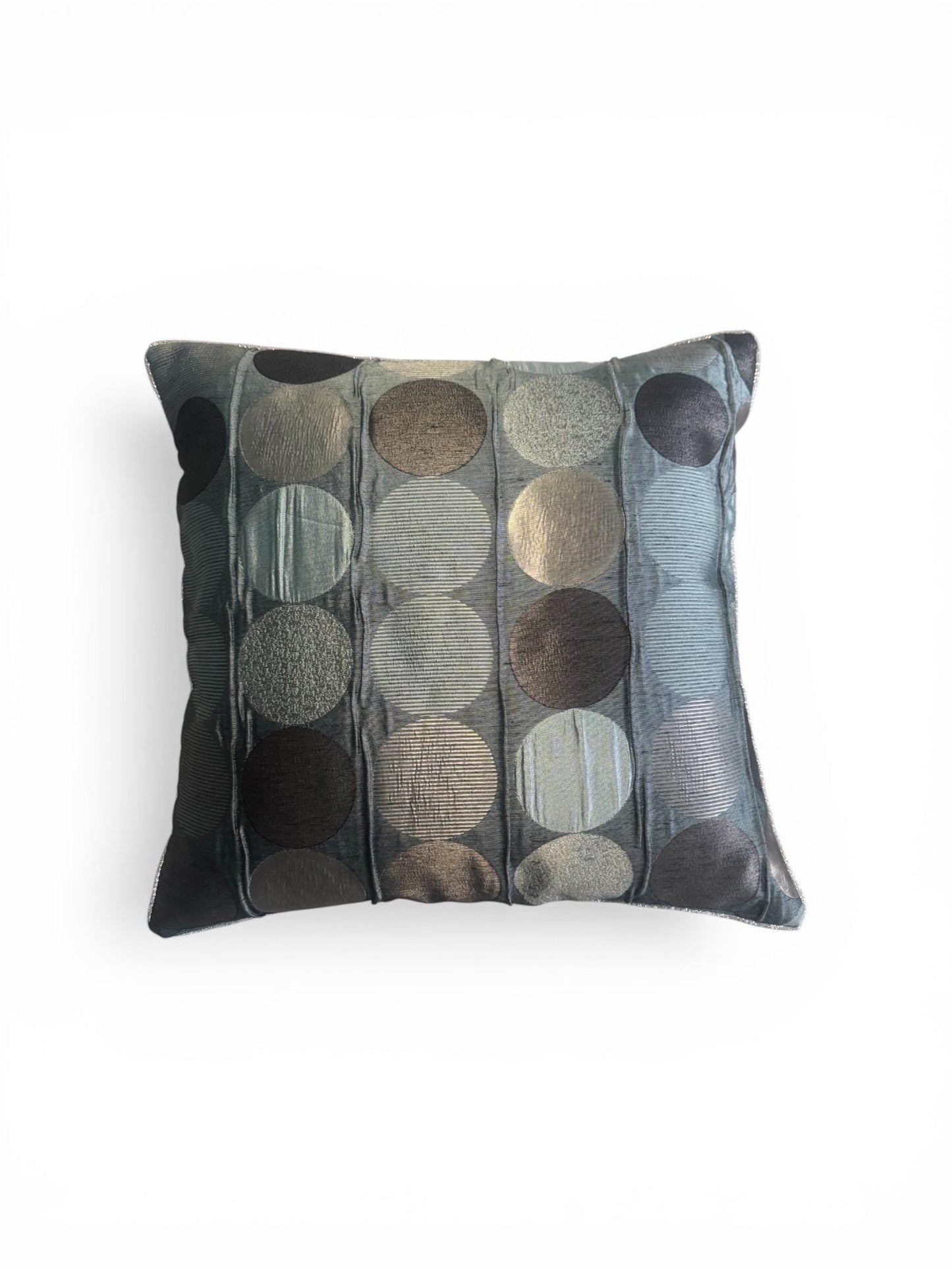 Limited Edition Piped Cushion Cover, Purple Green Circles, 18x18 Inch