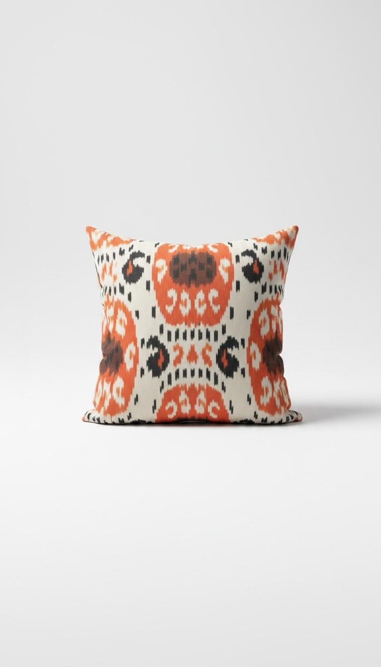 Luxury Silk Ikat Velvet Cushion Cover only , Handwoven Silk , Linen Back , Limited Edition Home Decor