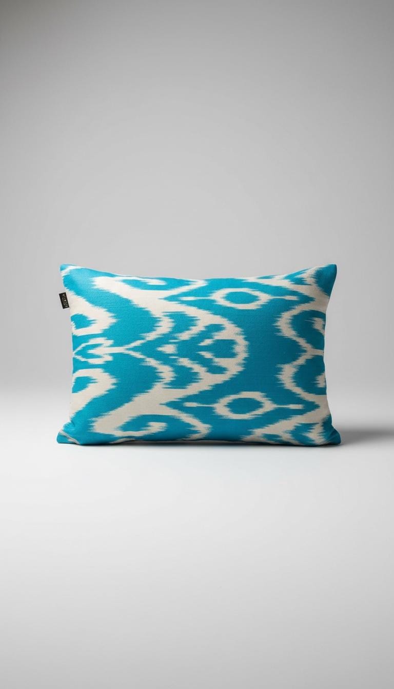 Luxury Ikat Silk Velvet Reversable Cushion Cover only - Handwoven Silk , Ikat Linen Back ,Limited Edition Home Decor.