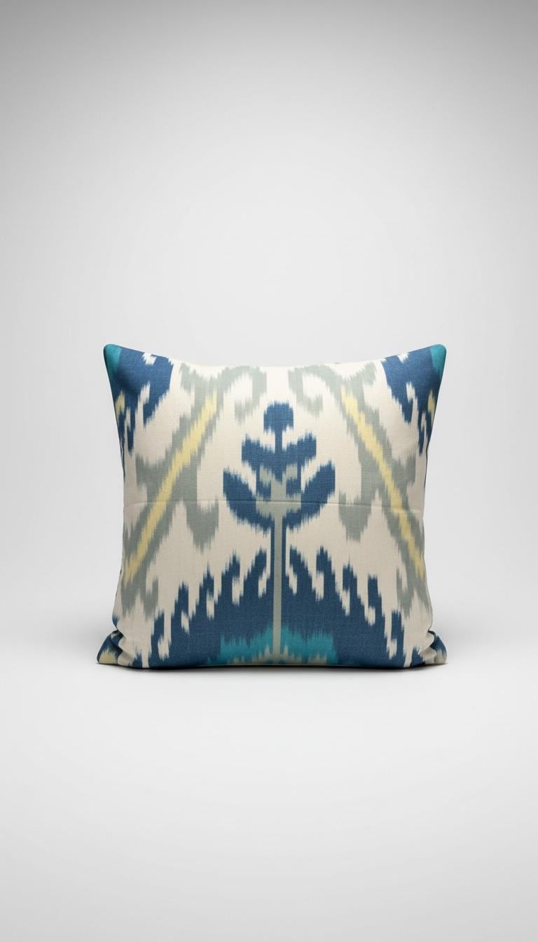 Luxury Silk Velvet Ikat Cushion cover only , Handwoven silk , Linen back ,Limited Edition Home Decor only.