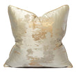 Shimmering Champagne & Ivory Jacquard Accent Cushion with Gold Piping