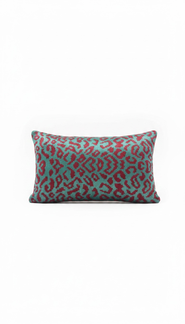 The Emerald & Garnet Ikat Lumbar Cushion cover .