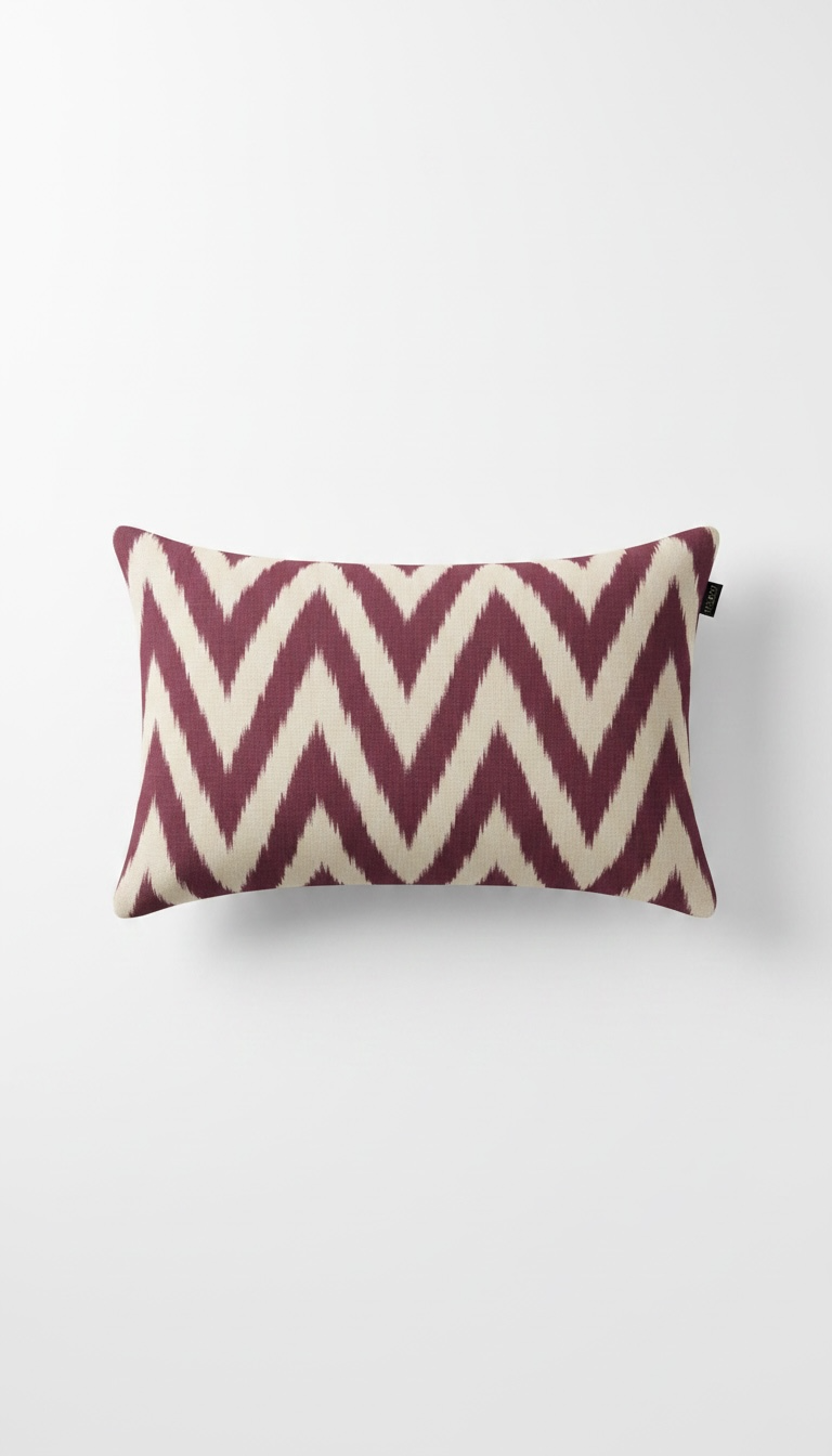 The Crimson Labyrinth Ikat Velvet Silk cushion cover