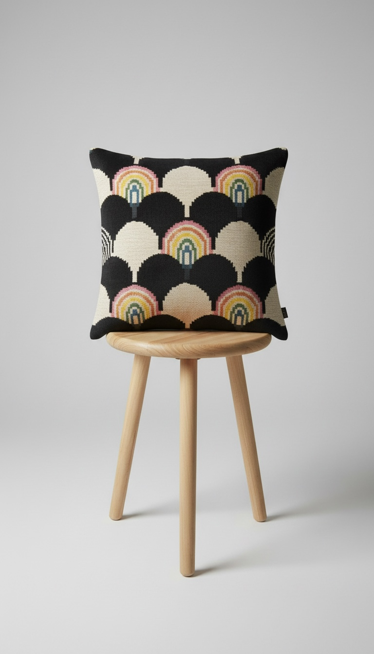 The Retro Rainbow Ikat Silk Velvet cushion covers.