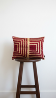 The Crimson Labyrinth Ikat Velvet Silk cushion cover