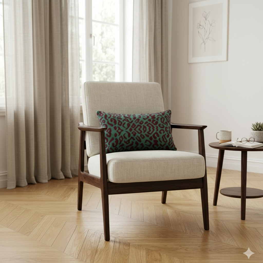 The Emerald & Garnet Ikat Lumbar Cushion cover .