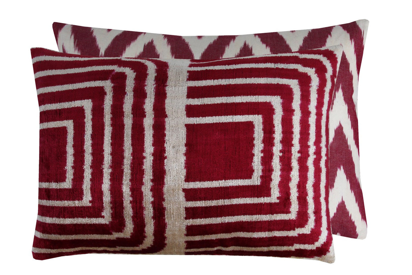 Luxury Silk Velvet Ikat Cushion Cover only , Handwoven Silk ,Linen Back ,Limited edition decor