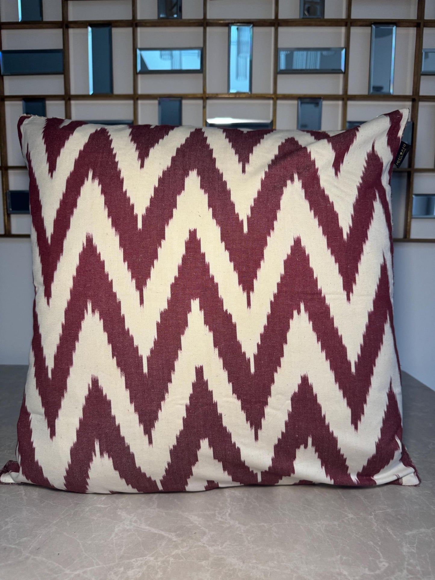 Luxury Ikat Silk Velvet Cushion Cover only - Handwoven Silk, Linen Back, Limited Edition Home Decor