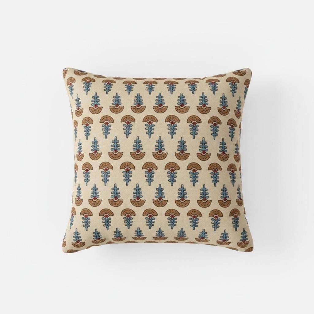 Indian Block Printed Pure Cotton Double -sided cushion cover only .