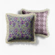 Set of 3 Indian Floral Block Print Cotton Pillow covers with Fringe