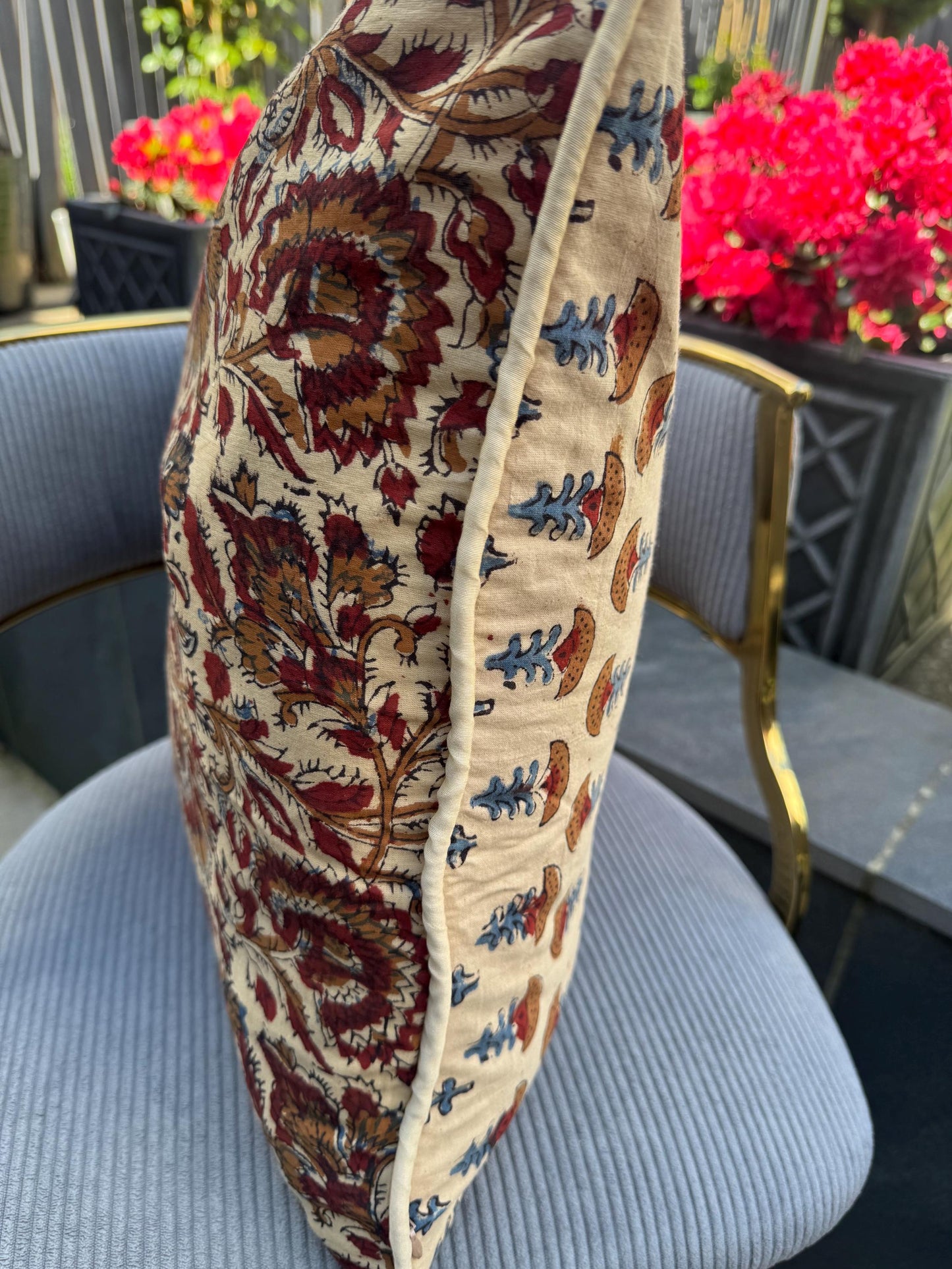 Indian Block Printed Pure Cotton Double -sided cushion cover only .