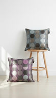 Limited Edition Piped Cushion Cover, Purple Green Circles, 18x18 Inch