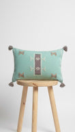 Handcrafted Teal Cotton Cushion Cover, Moroccan Inspired, Tassels, 60x40cm