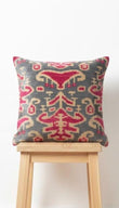Luxury Silk Velvet Ikat Cushion cover only , Handwoven silk , Linen back ,Limited Edition Home Decor only.