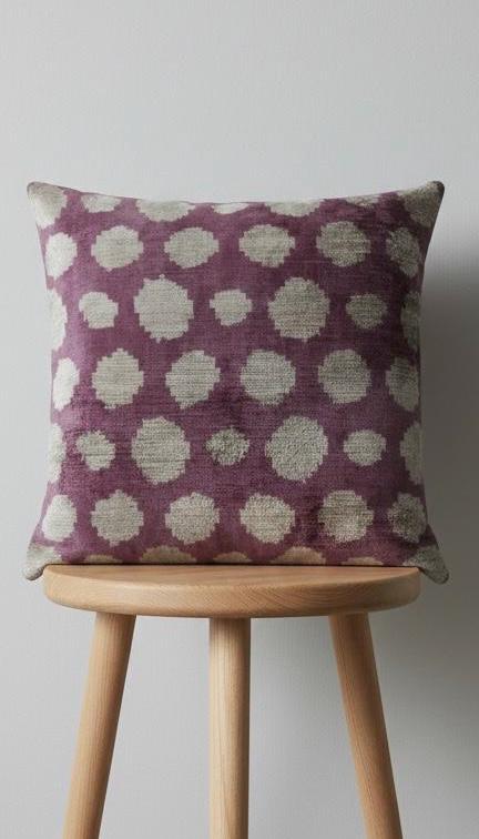 Luxury Ikat Silk Velvet Cushion Cover only - Handwoven Silk, Linen Back, Limited Edition Home Decor