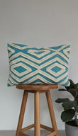 Blue Boho Woven Cushion Cover UK, Abstract Art Throw Pillows Covers For Living Room, Sofa, Bedroom or Office Home Decor
