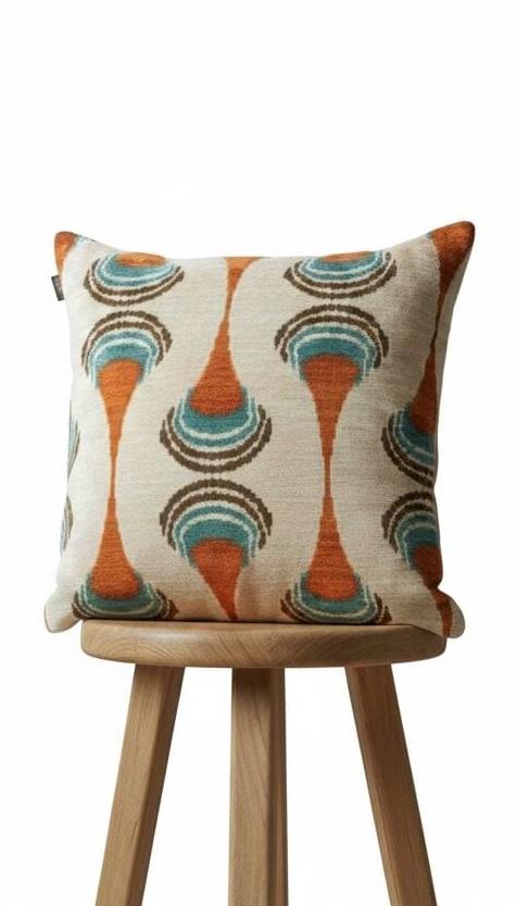 Luxury Silk Ikat Velvet Cushion Cover only , Handwoven Silk , Linen Back , Limited Edition Home Decor